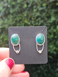 Image 5 of Stud Earrings - Chrysocolla Gemstone 