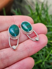Image 3 of Stud Earrings - Chrysocolla Gemstone 