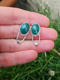 Image 1 of Stud Earrings - Chrysocolla Gemstone 