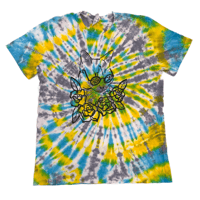 Image 1 of Trash Tie-Dye: Large Blue, Yellow, and Grey Spiral