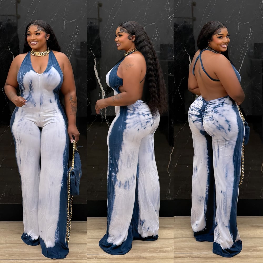 Image of LEXIE TIE-DYE JUMPER-navy