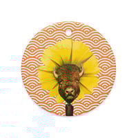 Image 3 of Untamable - Vintage Orange - Unique Ceramic Ornament - Buffalo - Collage Art 