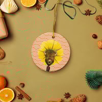 Image 1 of Untamable - Vintage Orange - Unique Ceramic Ornament - Buffalo - Collage Art 