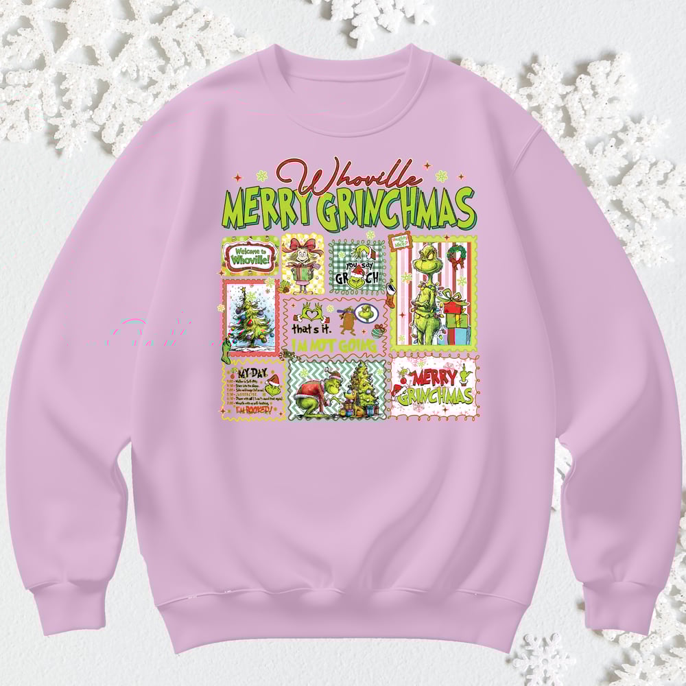 Image of GREEN GRIN COLLAGE CREWNECK SWEATER