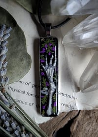 Image 3 of Bunny Foot and Floral Pendant - Purple