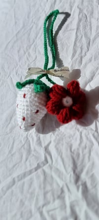 Image 4 of Handmade Crochet Strawberry Car Mirror Charm