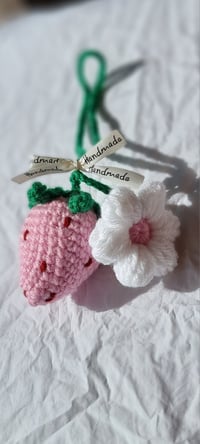 Image 5 of Handmade Crochet Strawberry Car Mirror Charm