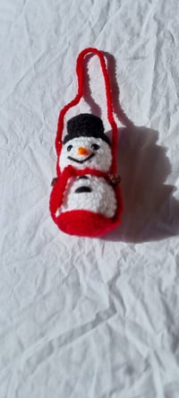 Image 3 of Handmade Crochet Snowman Car Hanger