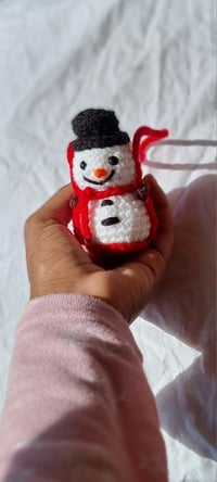 Image 2 of Handmade Crochet Snowman Car Hanger