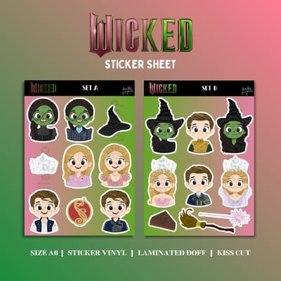 Image of Wicked For Good Movie [Glinda Elphaba Fiyero] Fanart Merch Sticker Sheets