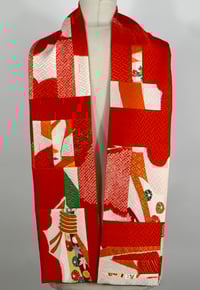 Image 1 of Red and White Noshi Scarf