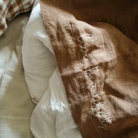 Image 2 of hand stitched tablecloth - hazelnut