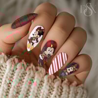 Image 1 of CHRISTMAS MINNIE PLAID NAIL DECALS 