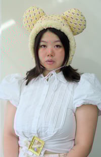 Image 1 of La Modiste: Quilted Yellow Strawberry Bear Hat