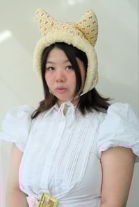 Image 1 of La Modiste: Quilted Yellow Strawberry Cat Hat
