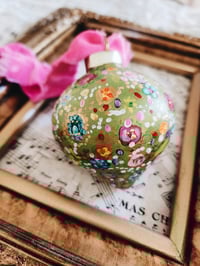 Image 1 of Jeweled Flowers & Gold -Luxury Christmas Ornament 