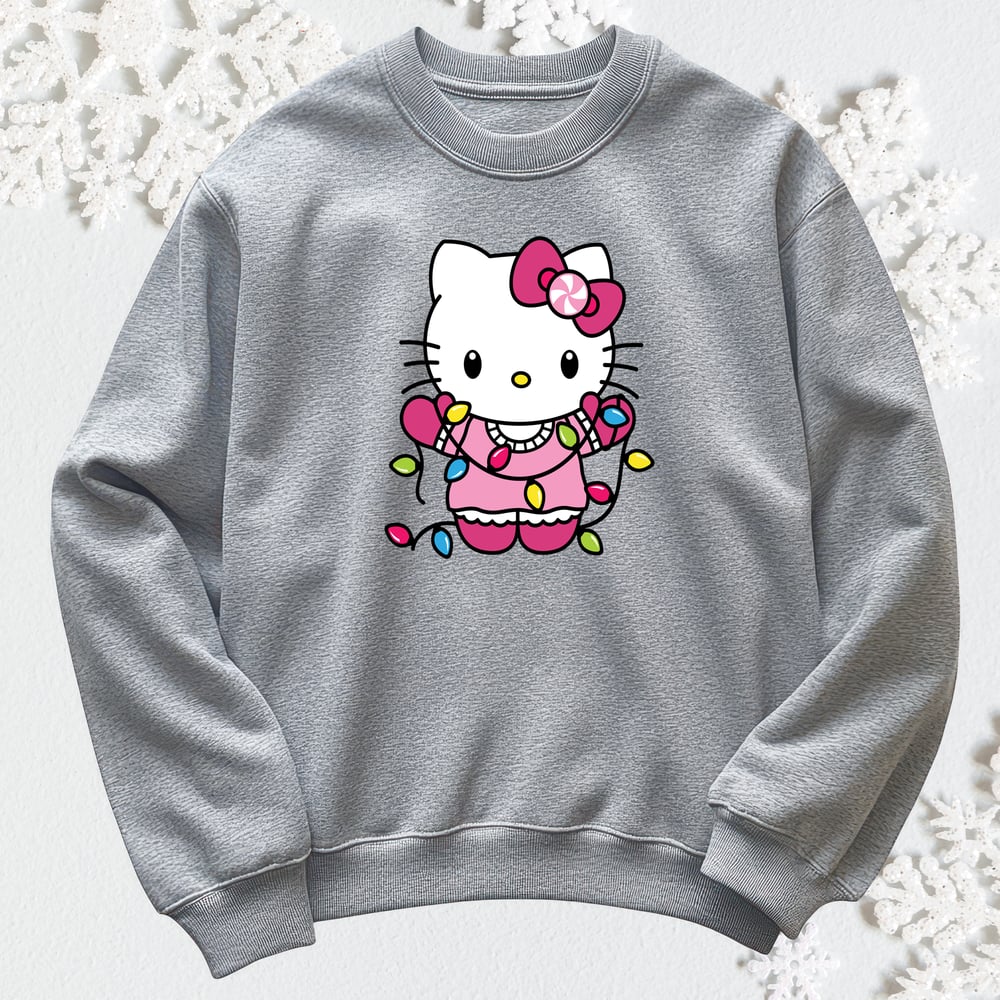Image of KITTY XMAS LIGHTS CREWNECK SWEATER