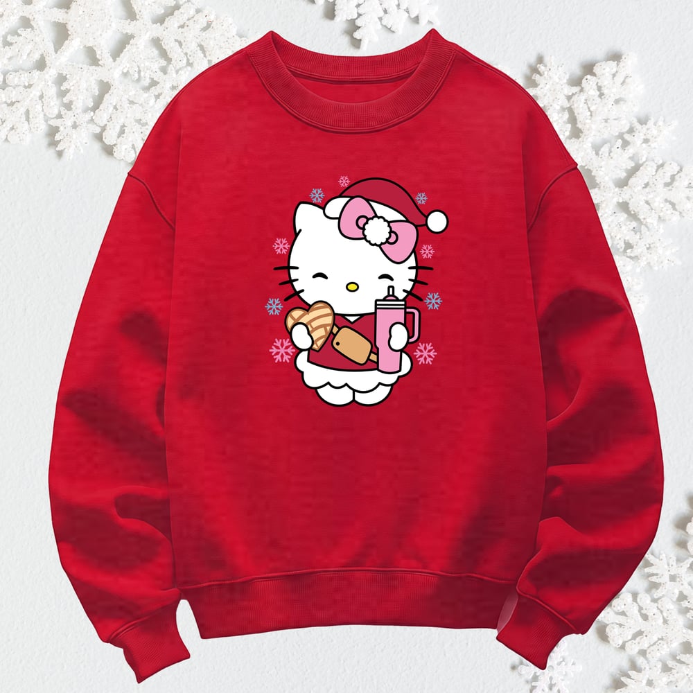 Image of  KITTY SANTA CREWNECK SWEATER
