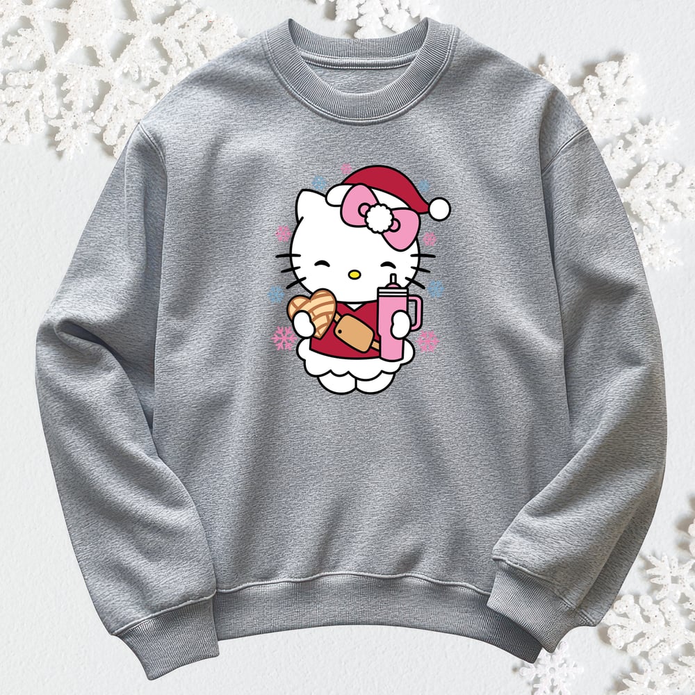 Image of  KITTY SANTA CREWNECK SWEATER