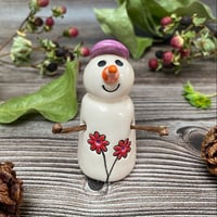 Image 1 of Handmade Ceramic Snowpeep Red Flowers