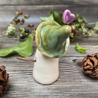 Image 4 of Handmade Ceramic Snowpeep with Green Hat