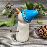 Image 2 of Handmade Ceramic Snowpeep with Blue Hat