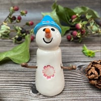 Image 5 of Handmade Ceramic Snowpeep with Blue Hat
