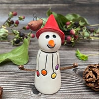 Image 1 of Handmade Ceramic Snowpeep Bird and Baubles