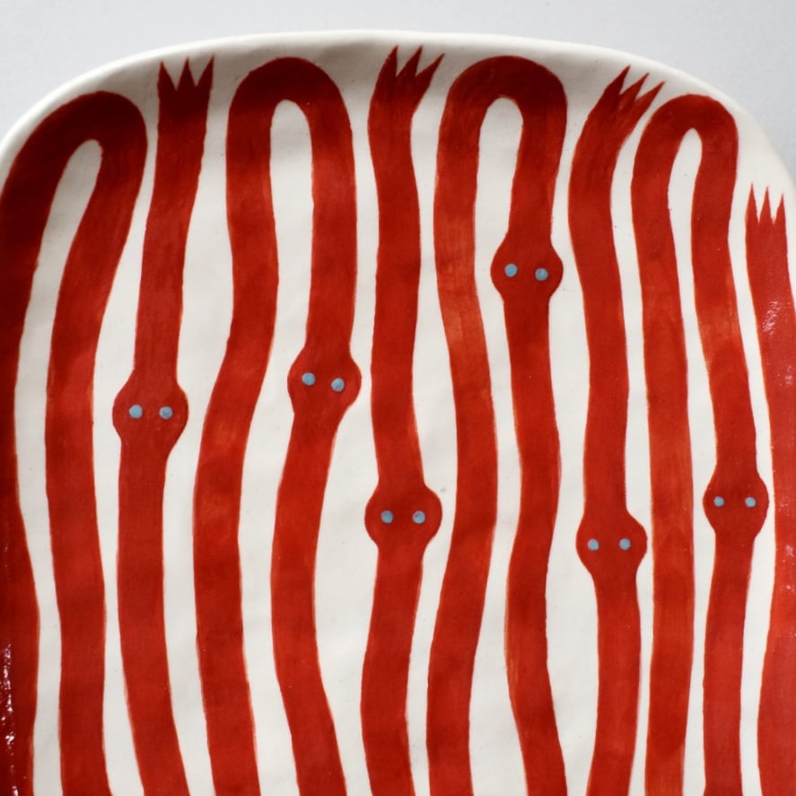Image of Red Abstract VinePlate