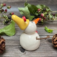 Image 8 of Handmade Ceramic Snowpeep Red Buttons