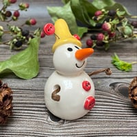 Image 9 of Handmade Ceramic Snowpeep Red Buttons