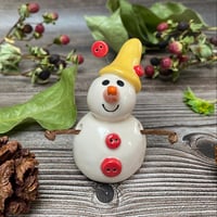 Image 10 of Handmade Ceramic Snowpeep Red Buttons