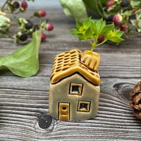 Image 5 of Ceramic Mini House with Chimney - Green/Yellow Flowers