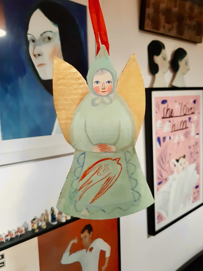 Golden teal  ~ Cardboard  Christmas decoration 