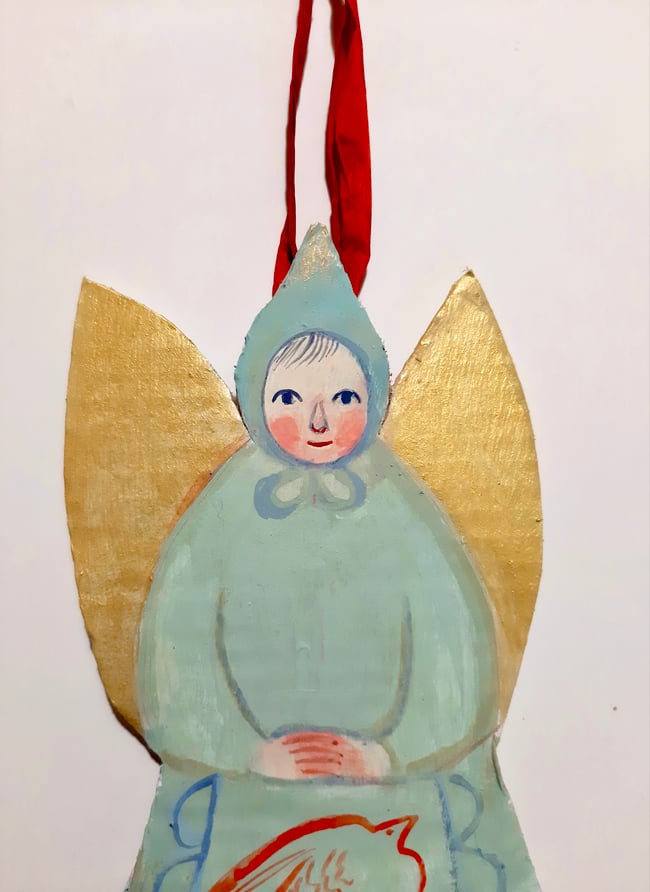 Golden teal  ~ Cardboard  Christmas decoration 