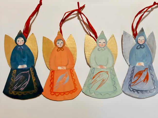 Golden teal  ~ Cardboard  Christmas decoration 