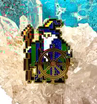Image 3 of Blue Wizard Enamel Pin with Ship's Wheel: Bob's 1st Pin!