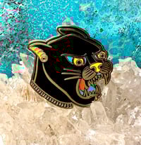 Image 3 of Panther with Gold Chain Enamel Pin 