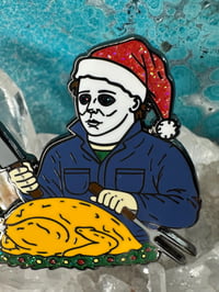 Image 3 of Michael Myers Christmas Mashup Enamel Pin