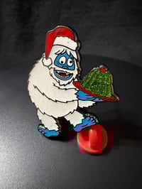 Image 4 of Holiday Yeti Enamel Pin with Green Glitter Jello