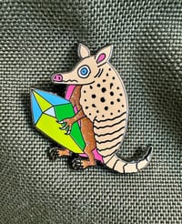 Image 4 of Armadillo with Crystal Enamel Pin
