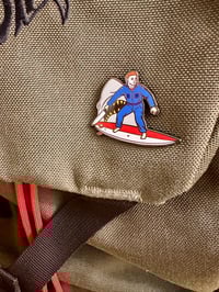 Image 4 of Michael Myers Surfing with JAWS Enamel Pin 