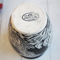 Image 8 of Black Raven Pottery Vase, Hand Carved Black Crow, Art Vase, Made in USA