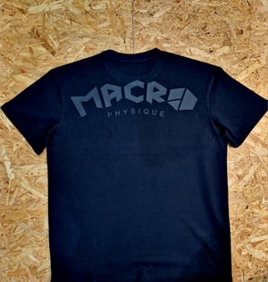 Black on black oversized shoulder print tee