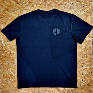 Black on black oversized shoulder print tee