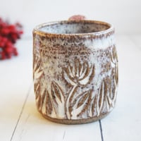 Image 3 of Handcrafted Rust Mug with Hand Carved Floral Design, 10 Ounce, Made in USA
