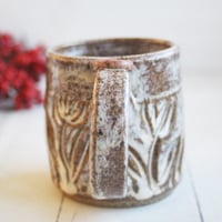 Image 4 of Handcrafted Rust Mug with Hand Carved Floral Design, 10 Ounce, Made in USA