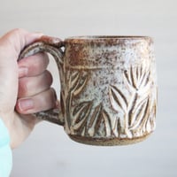 Image 7 of Handcrafted Rust Mug with Hand Carved Floral Design, 10 Ounce, Made in USA