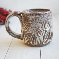 Image 2 of Handcrafted Rust Mug with Hand Carved Floral Design, 10 Ounce, Made in USA
