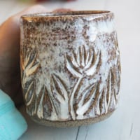 Image 9 of Handcrafted Rust Mug with Hand Carved Floral Design, 10 Ounce, Made in USA